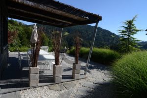 graminee bordant gravier blanc dans ce jardin contemporain zen