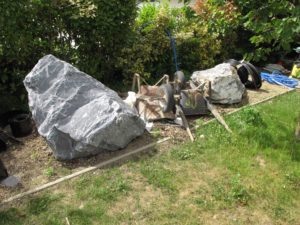 blocs de grosses pierres en gneiss schisteux pour jardin japonais